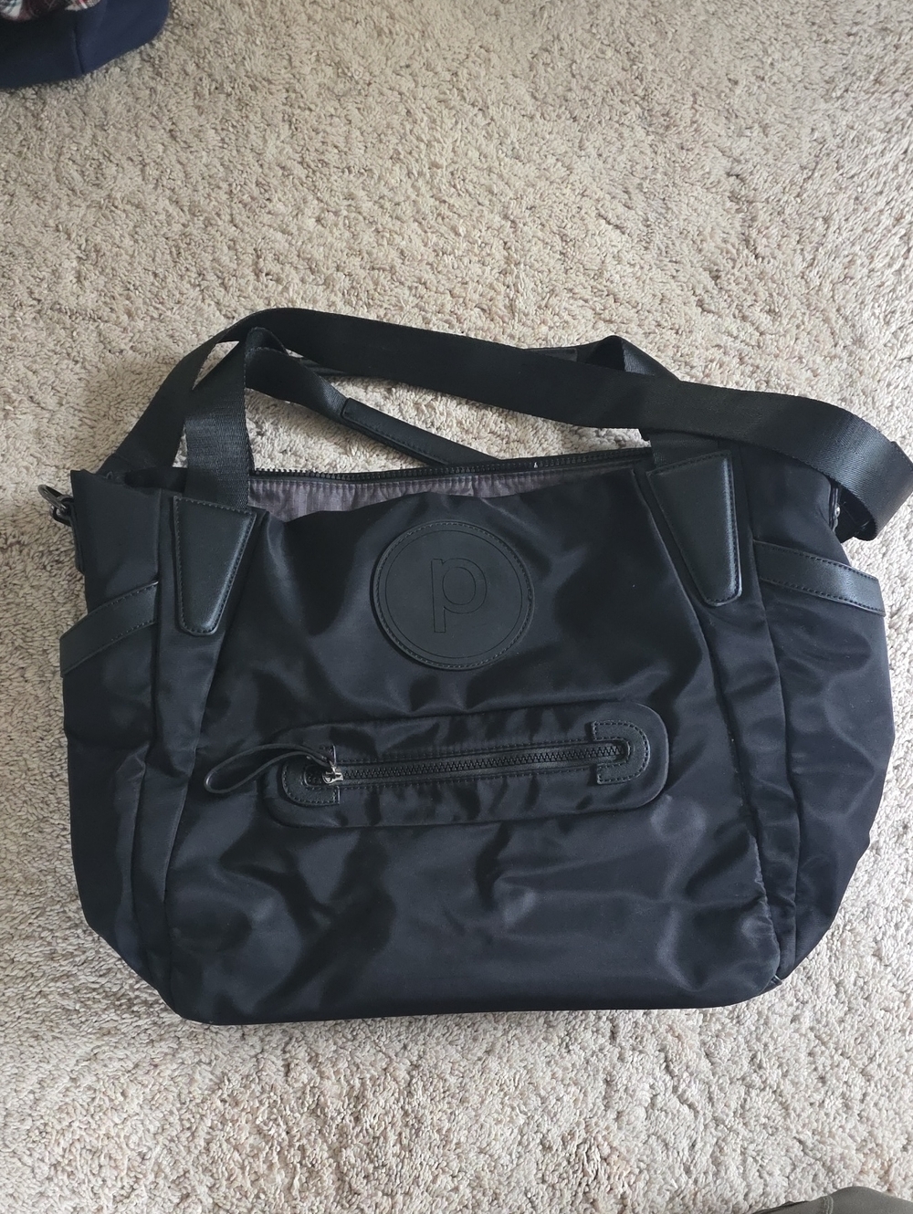 Pure Barre Black Shoulder Bag with Zip Pocket
